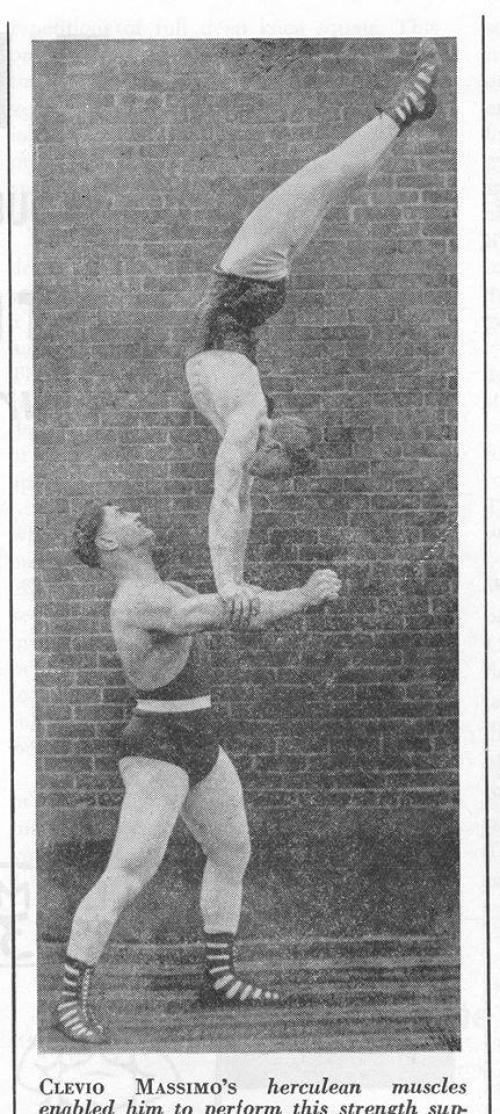 Клевио Массимо: силач, который играл на скрипке во время стоек.
