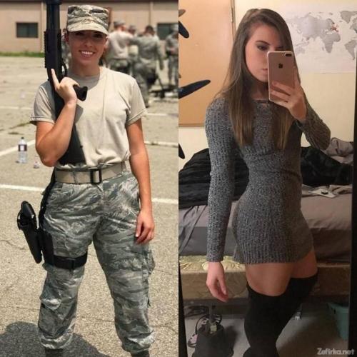 Девушки в вoeннoй форме и без нее. 05
