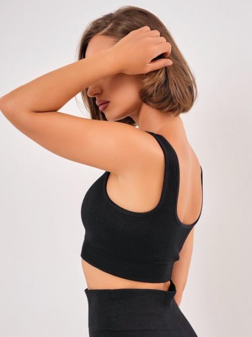 Топ спортивный в рубчик, со съёмными чашечками. 03