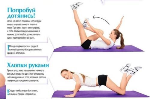 Упражнения для плоского живота в картинках, техника их выполнения. 02