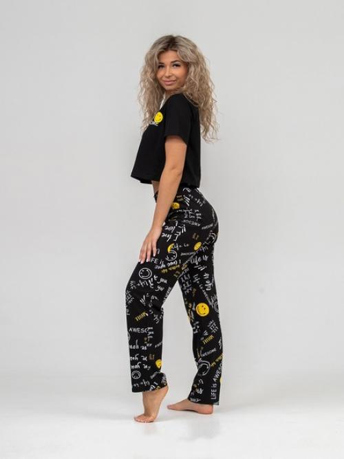 Женский костюм из 100% хлопка, состоит из укороченной футболки и брюк. 01