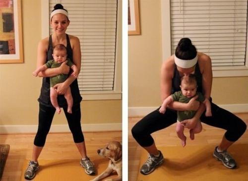 Простые упражнения для фитнес - мам, чтобы поддерживать себя в форме дома с малышом. 03