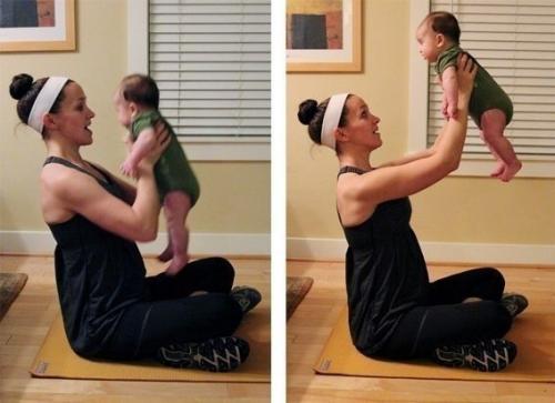 Простые упражнения для фитнес - мам, чтобы поддерживать себя в форме дома с малышом. 04