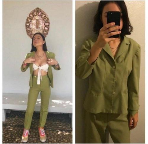 Девушка добилась фигуры своей мечты и решила, что надо перешить свои некоторые вещи и срочно это всё выставить напоказ. 04