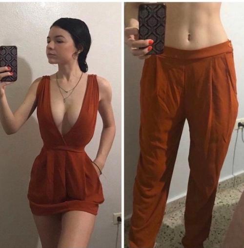 Девушка добилась фигуры своей мечты и решила, что надо перешить свои некоторые вещи и срочно это всё выставить напоказ. 02