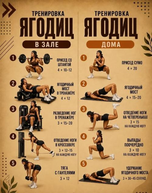 Дома или в зале - можно в обоих вариантах тренироваться. 01