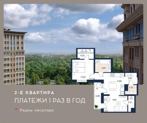 2-Е квартира рядом с лесопарком.
