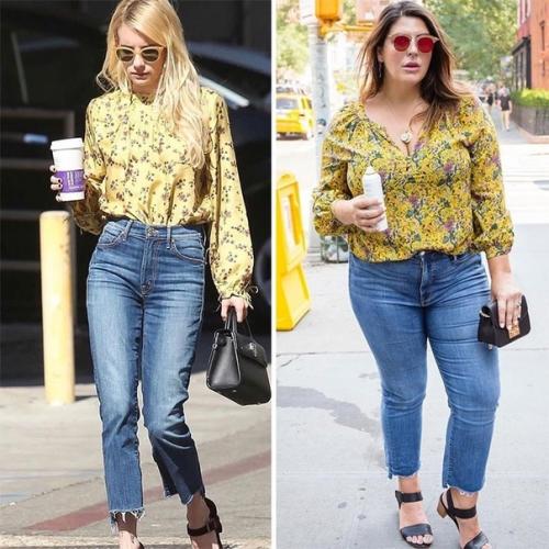 Одинаковые комплекты одежды на девушках с разными комплекциями. 06