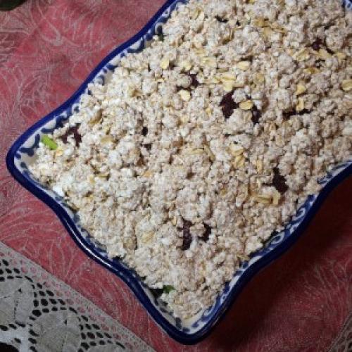 Диетический яблочный крамбл с овсяными хлопьями. Диетический яблочный крамбл