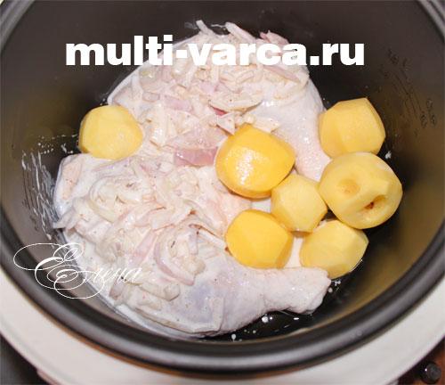 Курица в кефире с картошкой в мультиварке. Запеченная курица в кефире в мультиварке