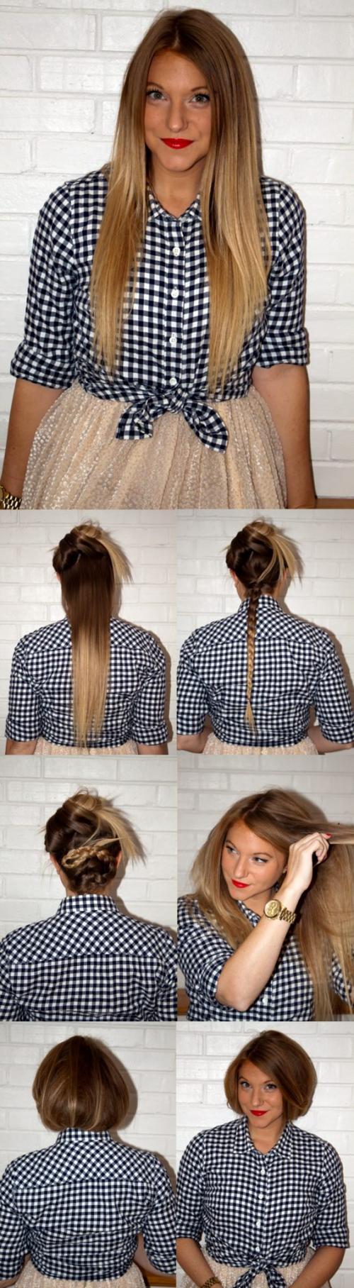 Как сделать видимость длинных волос, как коротких? Короткие волосы без стрижки: узнай, как!